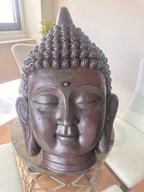 Large plaster Buddha Wall Hanging - Dark Brown weathered look … Beautiful piece